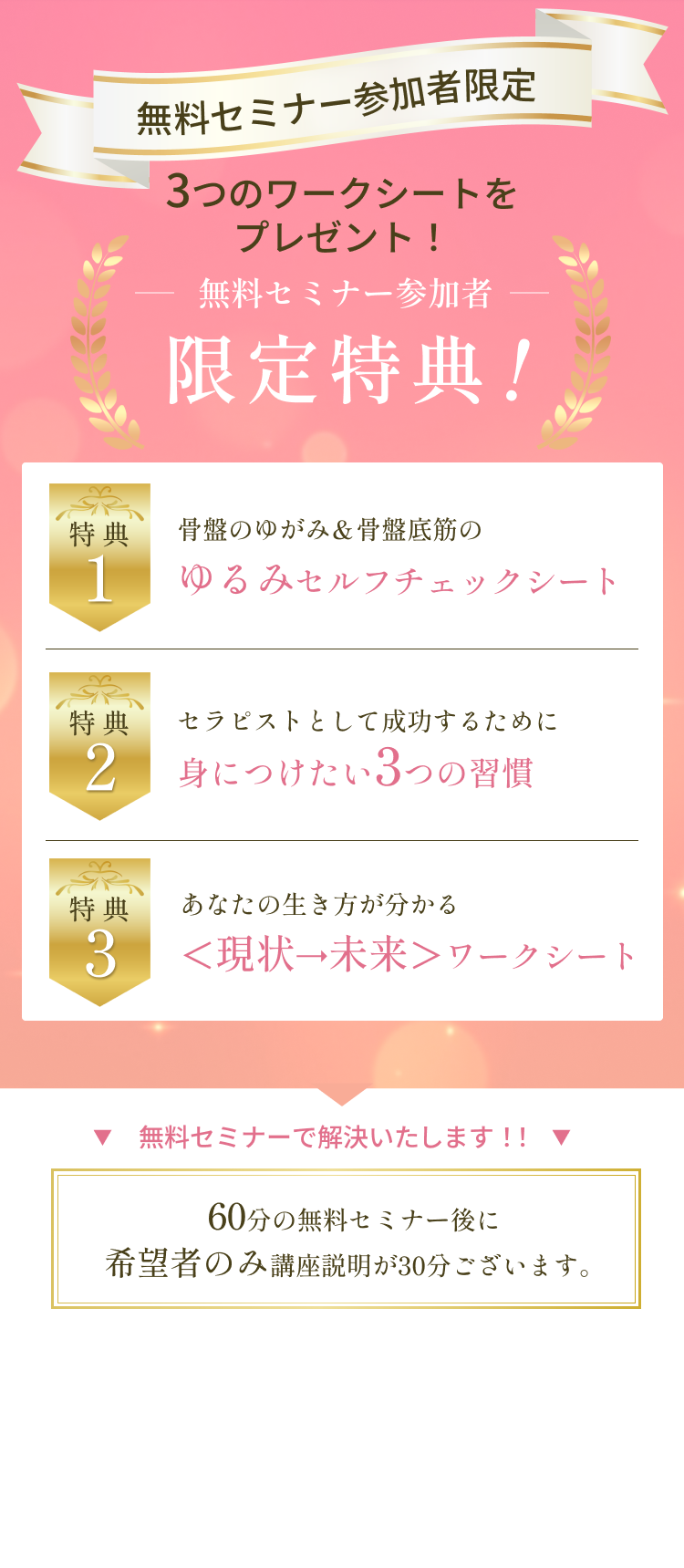 無料セミナー参加者限定特典